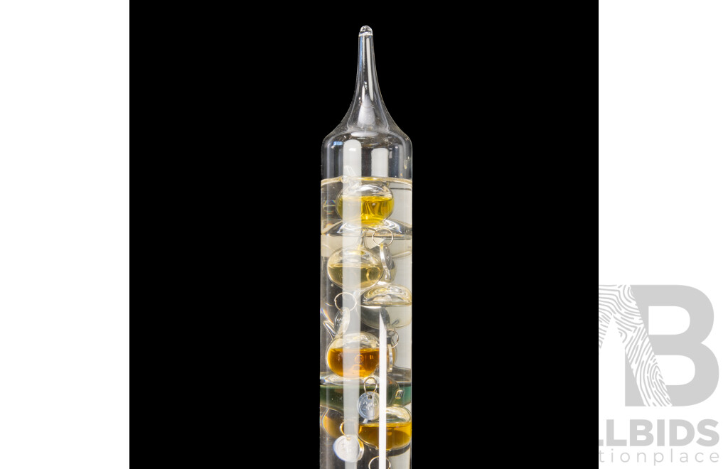 Collection Galileo Thermometers. One with Admiral Fitzroy Storm Glass