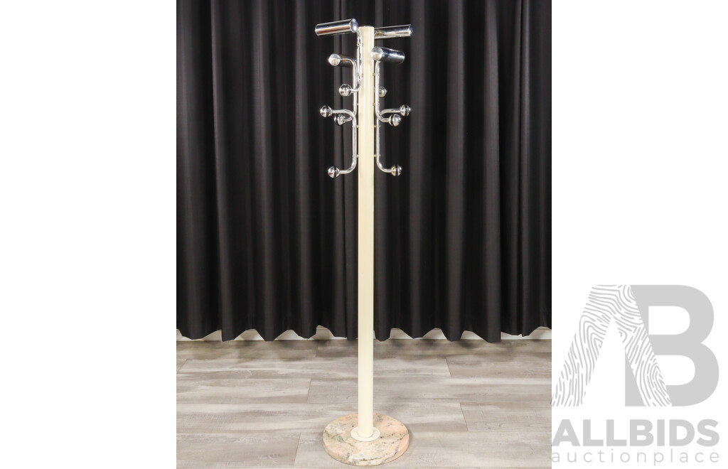 Space Age Style Chrome Coat Rack with Marble Base