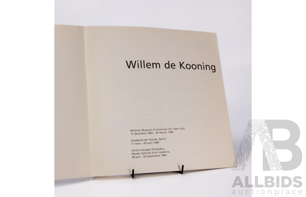 Willem De Kooning (20th Century, Dutch-American, 1904-1997), De Kooning, Collectible 1984 Exhibition Catalogue, Published by Georges Pompidou, Paris (1984)