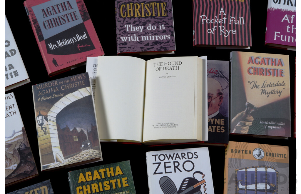 Set 21 Agatha Christie Hardcover Novels in Order of Publication Date by The Agatha Christie Collection, Harper Collins, 2012, with Facsimiles of the Original Dust Jackets