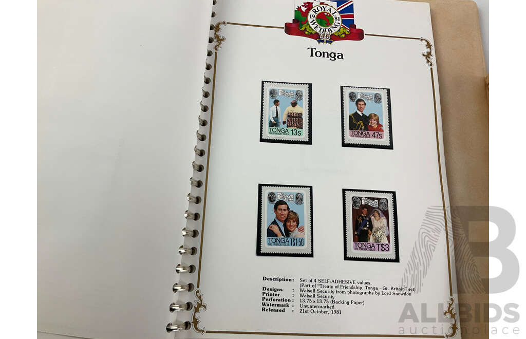 Stanley Gibbons 1981 Commonwealth Countries Mint Stamp Albums, Royal Wedding of Prince Charles and Lady Diana Spencer