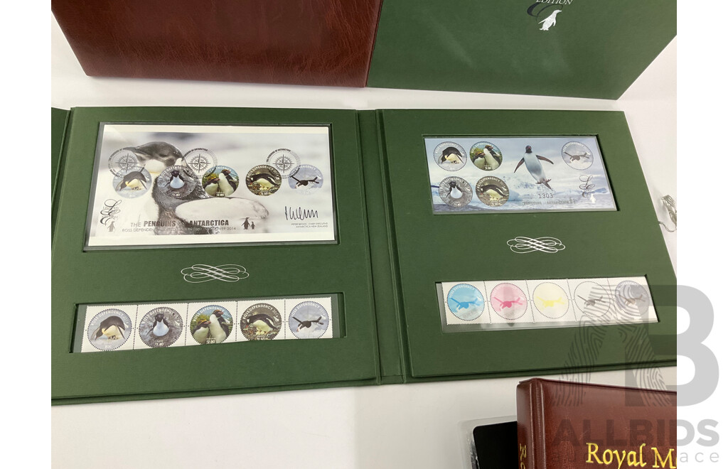 Album of United Kingdom Royal Mail Presentation Packs, Pitcairn Islands Stamp Packs and First Day Covers, Limited Edition Penguins of Antarctica