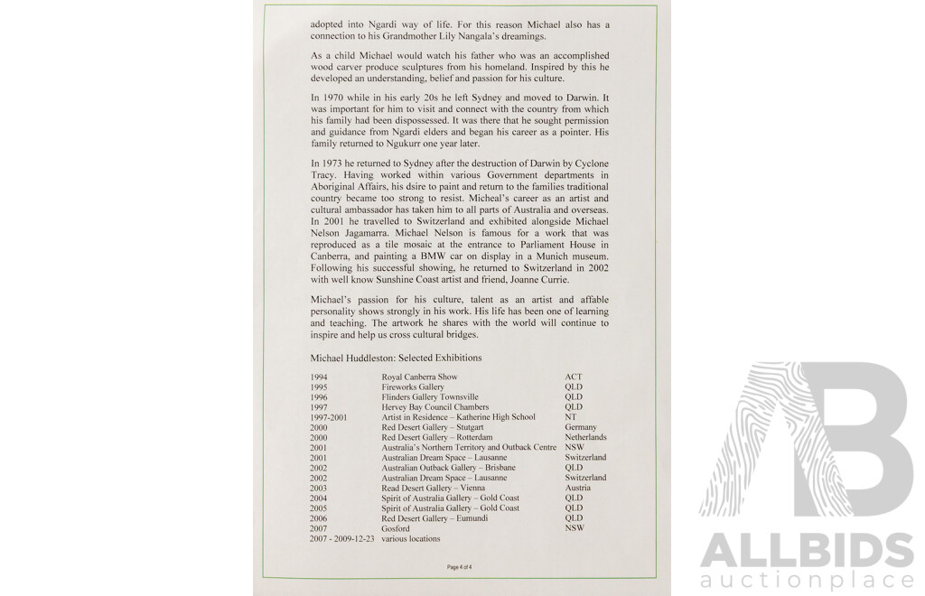 Michael Huddleston (Garmarroongoo) (20th C., Indigenous Australian, 1947-), Goanna in Dry Season & Satlwater Dreaming, Pair of Wonderful Unstretched Acrylic on Canvases, 32 x 24 cm & 30 x 33 cm (2)