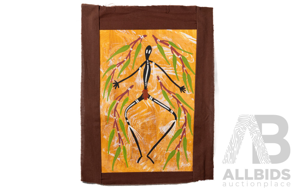 Greg Joseph (Yidinji) (20th C.,Indigenous Australian), Dreamtime Spirit, Animals & More, Collection of Six Wonderful Unstretched Acrylic on Canvases, 36 x 24 cm (images approx) (6)