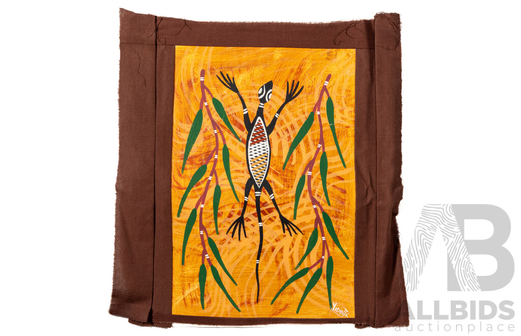 Greg Joseph (Yidinji) (20th C.,Indigenous Australian), Dreamtime Spirit, Animals & More, Collection of Six Wonderful Unstretched Acrylic on Canvases, 36 x 24 cm (images approx) (6)