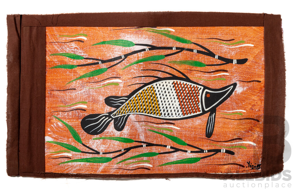 Greg Joseph (Yidinji) (20th C.,Indigenous Australian), Dreamtime Spirit, Animals & More, Collection of Six Wonderful Unstretched Acrylic on Canvases, 36 x 24 cm (images approx) (6)