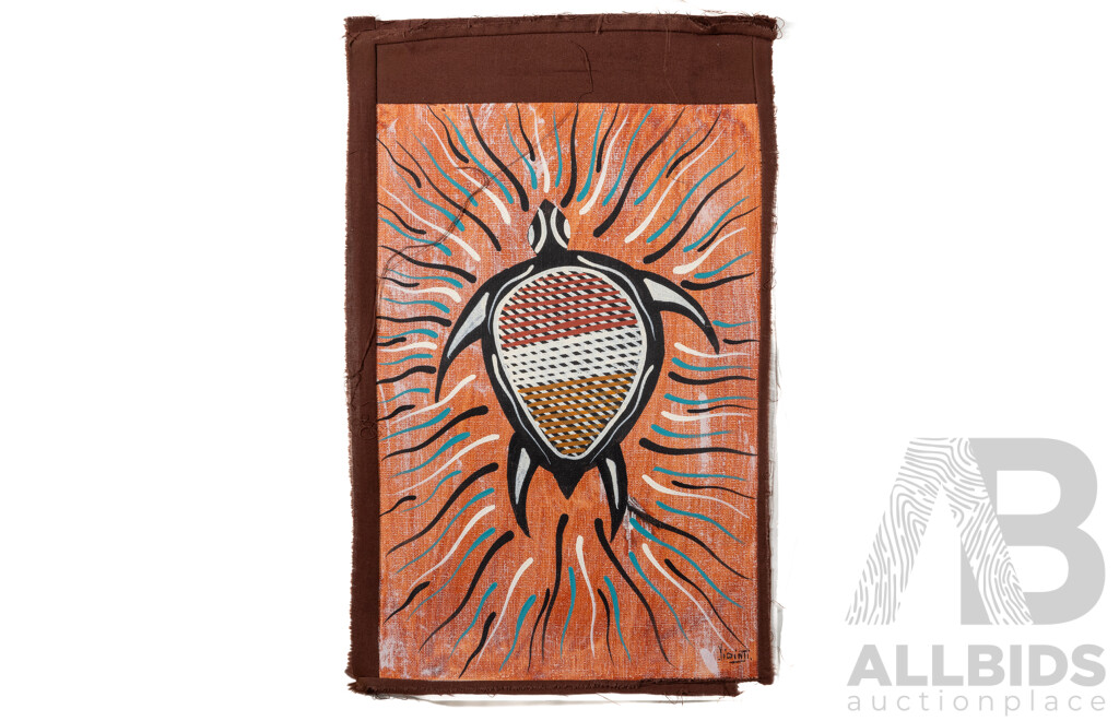 Greg Joseph (Yidinji) (20th C.,Indigenous Australian), Dreamtime Spirit, Animals & More, Collection of Six Wonderful Unstretched Acrylic on Canvases, 36 x 24 cm (images approx) (6)