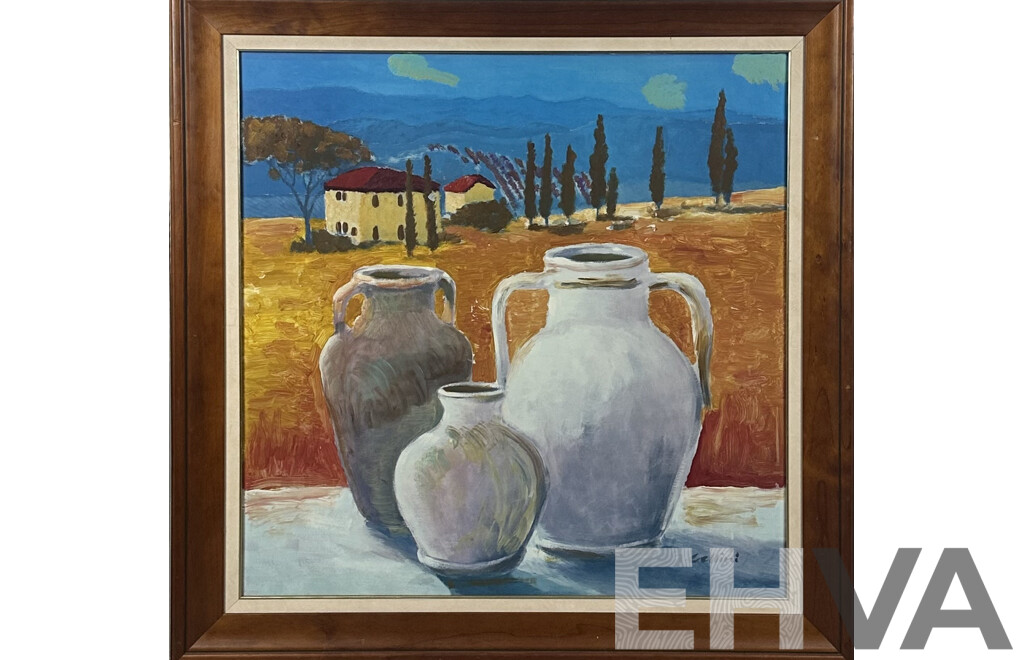 Mauro Cellini, (20th Century), Cinque Terre, Acrylic on Canvas, 97 x 97 cm (image)