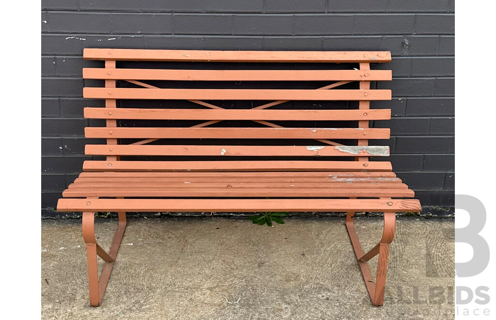 Classic Red Wooden Garden Bench