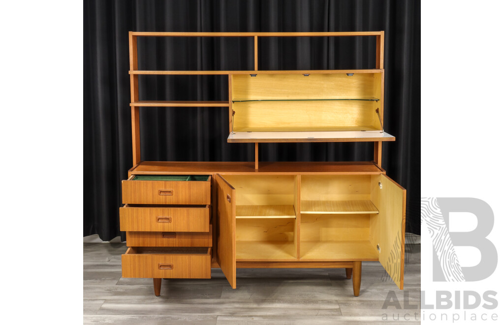 Mid-Century Modern Teak Veneer Room Divider/Sideboard