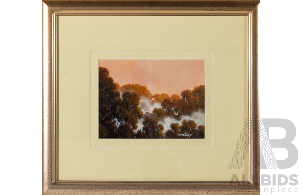 Michael Taylor (20th Century, Australian, 1939-), Above the Mist, Wonderful Original Oil on Board, 36 x 40 cm (frame)