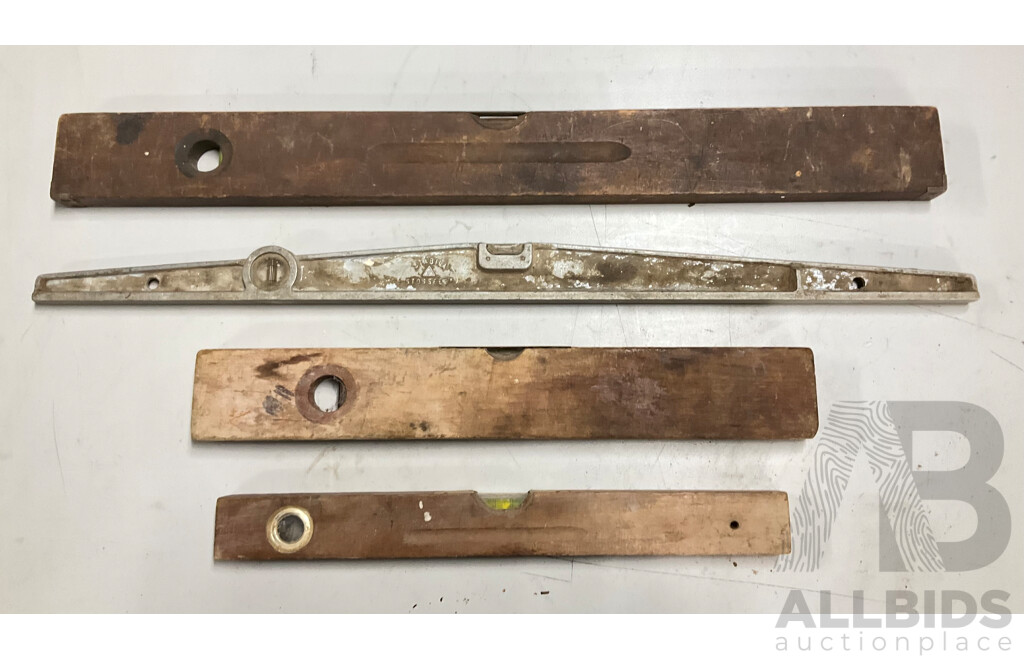 Vintage Timber and Aluminium Spirit Levels Including Stabila