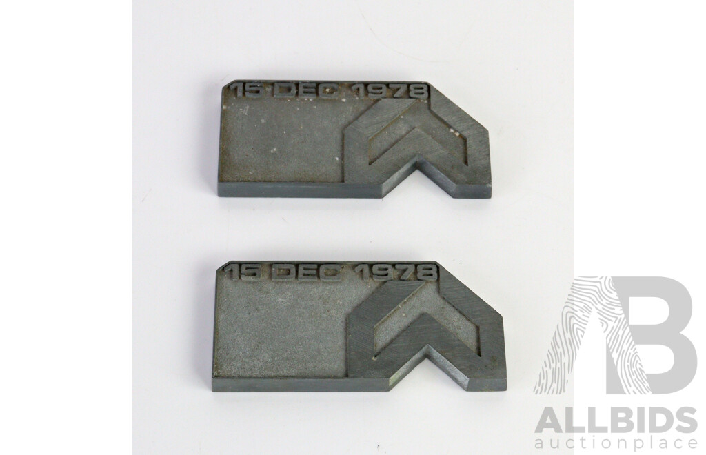 Pair of Cast Woodlawn Mining Printing Plates and Enamel ANZ Plaque
