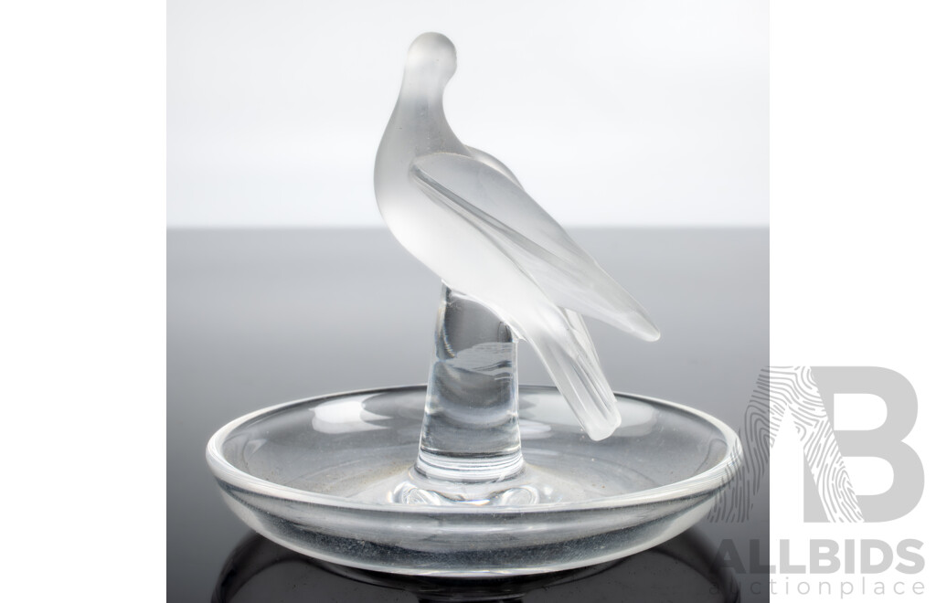 Vintage French Lalique Crystal 'Charis' Dove Ring Dish