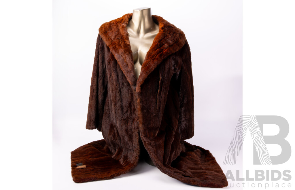 Vintage Three Quarters Length Brown Fur Coat