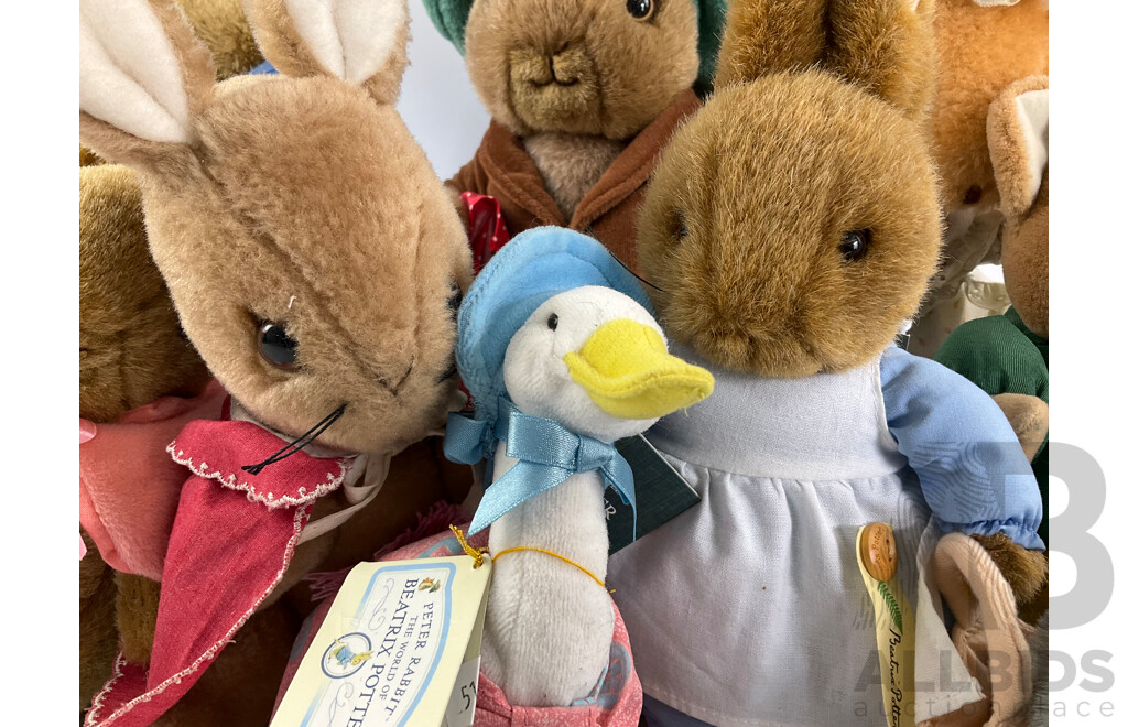 Collection of Beatrix Potter/Peter Rabbit Plush Toys, Most with Original Tags