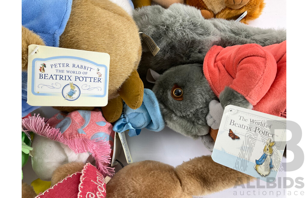 Collection of Beatrix Potter/Peter Rabbit Plush Toys, Most with Original Tags