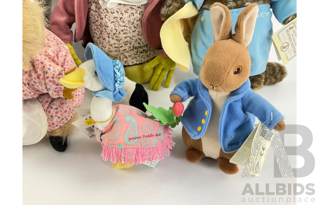 Collection of Beatrix Potter/Peter Rabbit Plush Toys, Most with Original Tags