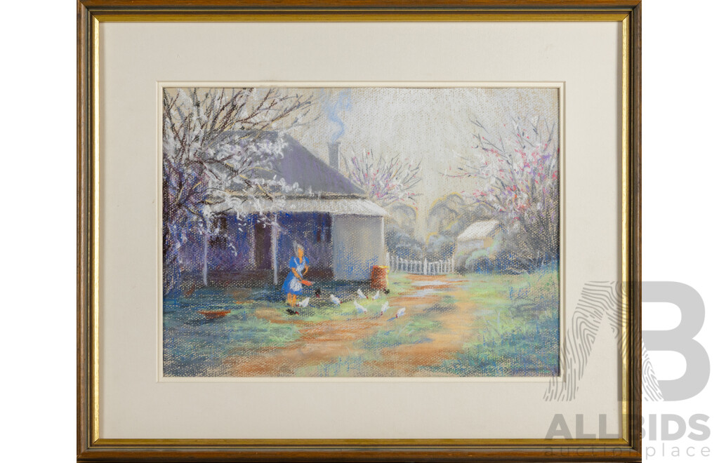 Judy McConchie, (20th Century, Australian), Farmyard, Original Pastel on Paper, 44 x 54 cm (frame)