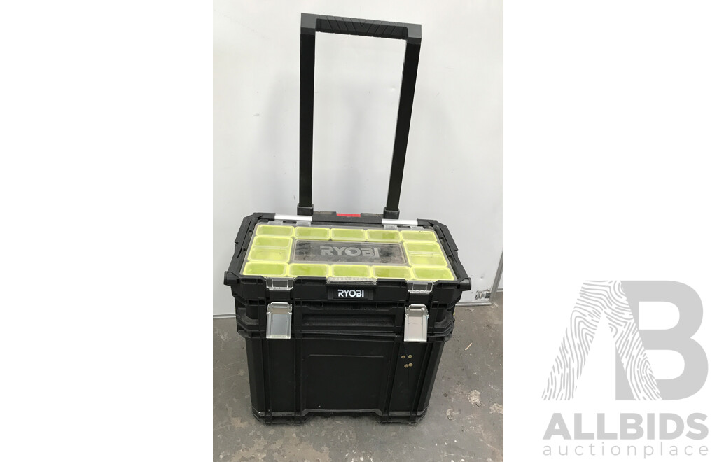 Ryobi Link Rolling Tool Box with Various Tools