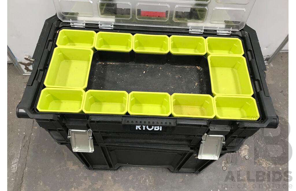 Ryobi Link Rolling Tool Box with Various Tools