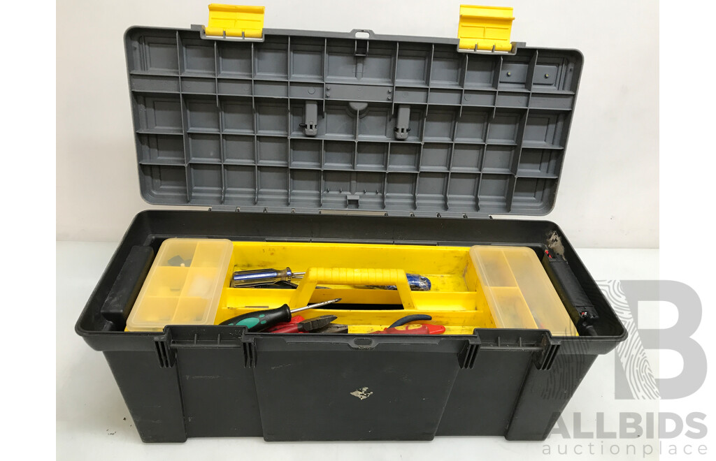 Plastic Tool Box with Various Tools