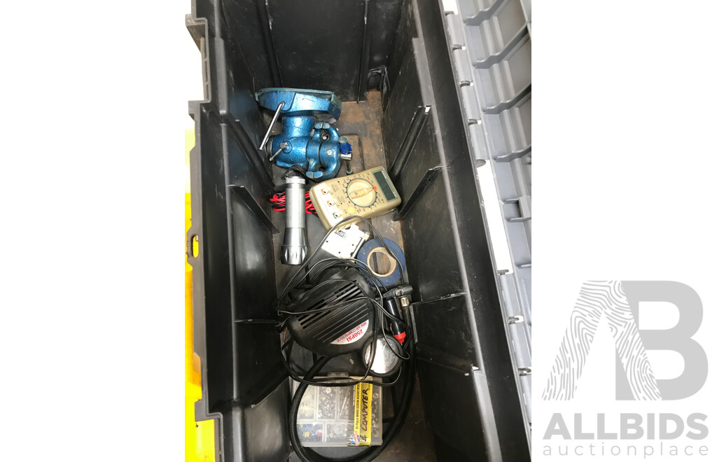 Plastic Tool Box with Various Tools