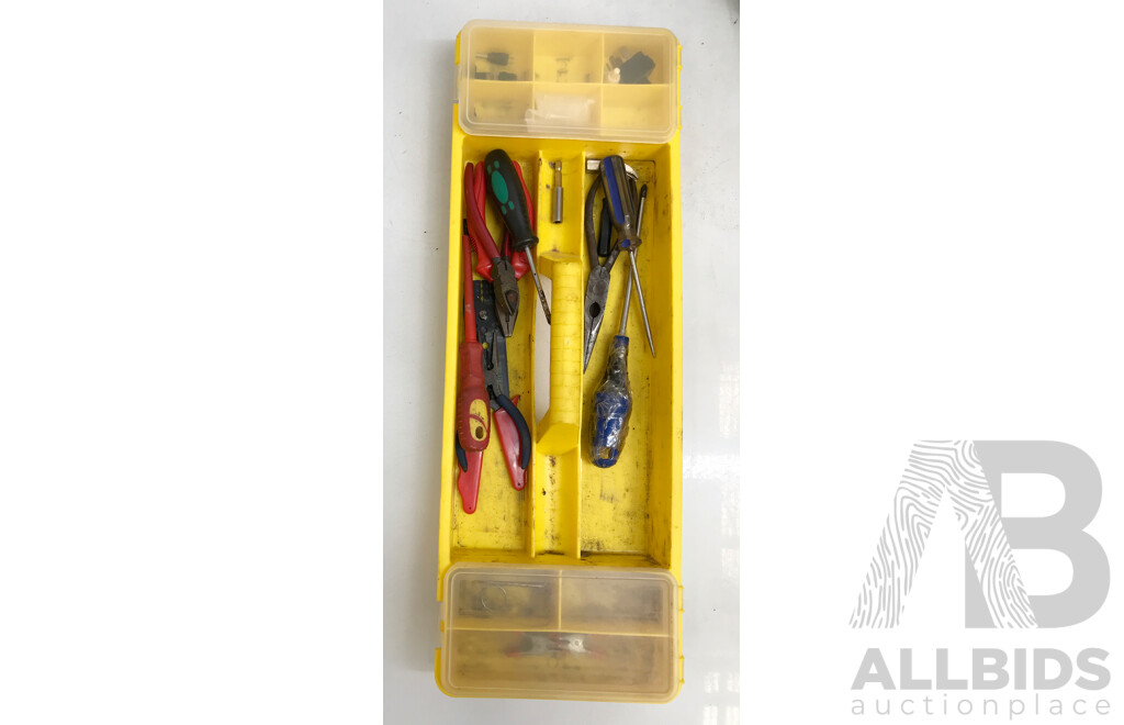 Plastic Tool Box with Various Tools