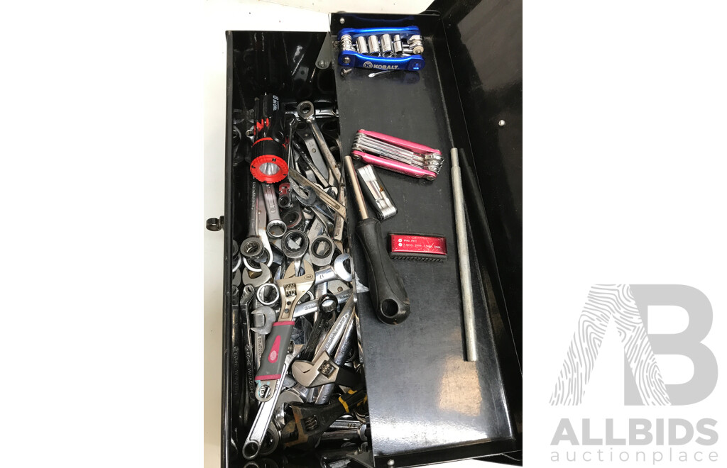 Chrome Tech Tool Box with Various Tools