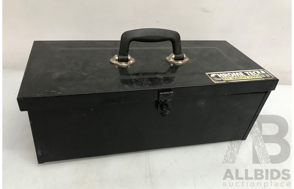 Chrome Tech Tool Box with Various Tools