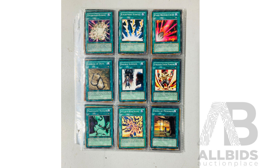 Collection of Yu-Gi-Oh Singles in Binder Pages Including Pot of Greed and More