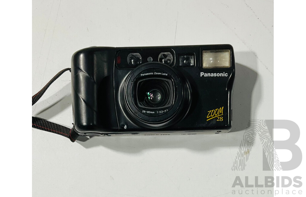 Collection of Three Cameras Including Panasonic Zoom28, Fujifilm Finepix 51000 Digital Camera and Canon Epoca 135 Caption