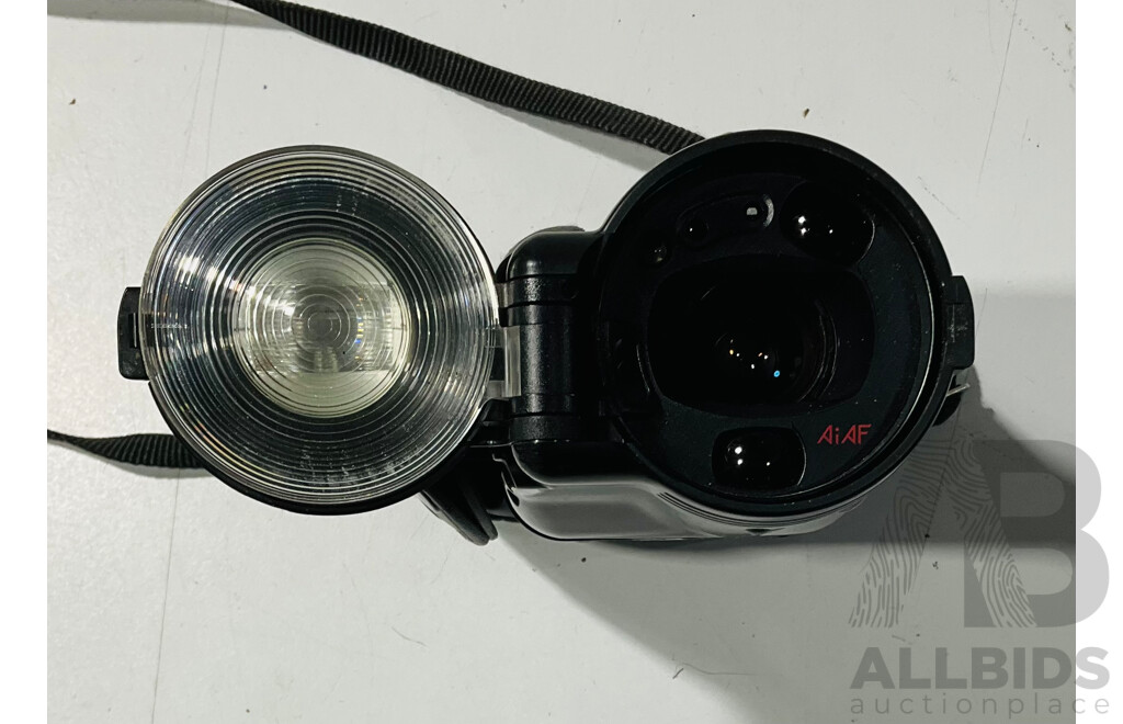 Collection of Three Cameras Including Panasonic Zoom28, Fujifilm Finepix 51000 Digital Camera and Canon Epoca 135 Caption