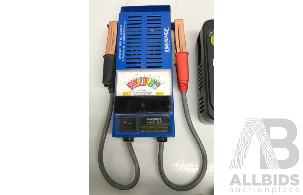 Kincrome Battery Load Tester, Slime Emergency Flat Tire Repair Kit, and Bit Set