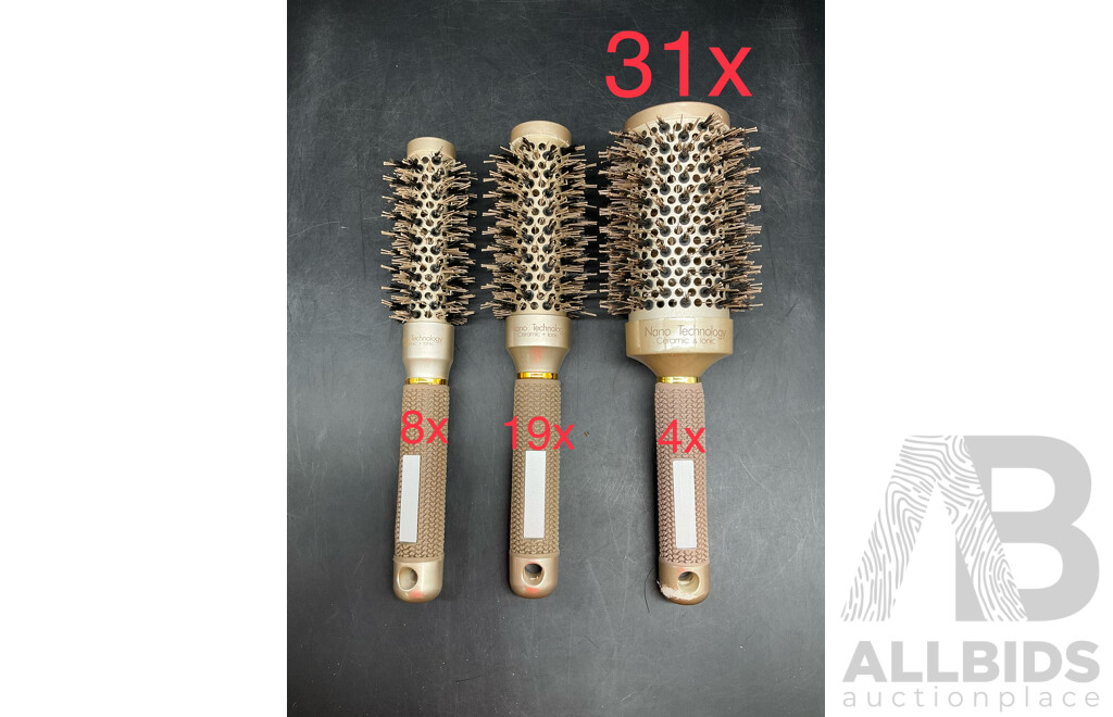 Nano Technology - Ceramic & Lonic - Professional Hair Brush Round Barrel - Lot of 31