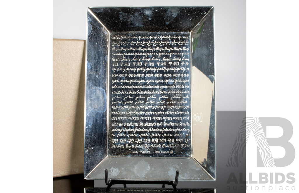 French Christoffel Silver Plate Tray From the Paix Collection by Clara Halter in Original Box and Bag