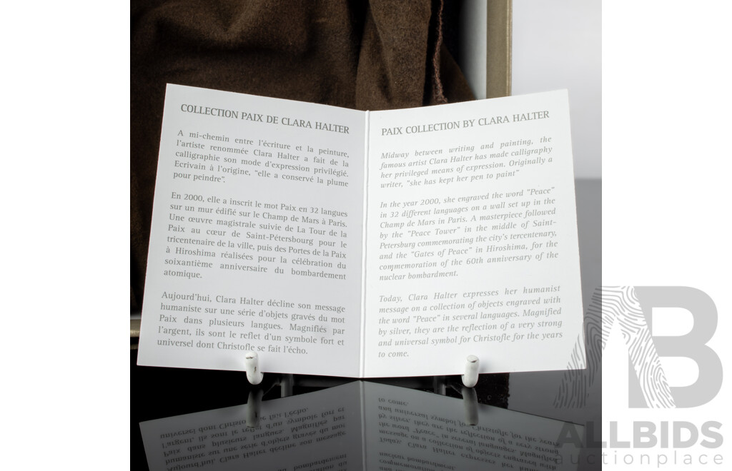 French Christoffel Silver Plate Tray From the Paix Collection by Clara Halter in Original Box and Bag