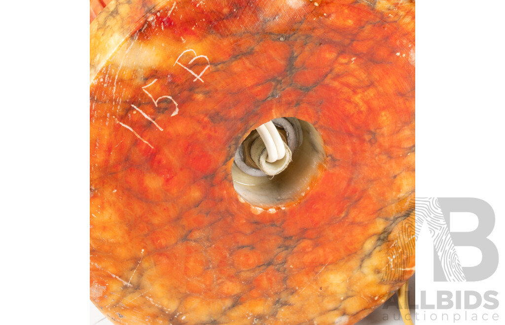 Vintage Italian Carved Alabaster Electric Table Lamp with Classical Urn Shape with Turned Socle and Plinth Base