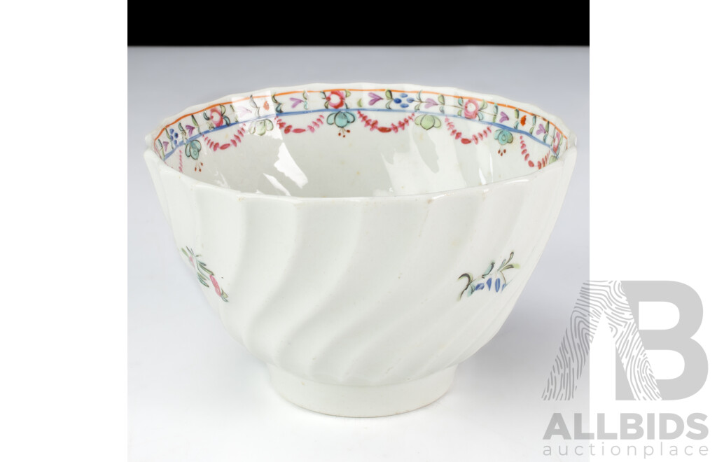 Antique Early English New Hall Porcelain Nine Piece Tea Service in Chinese Export Style with Hand Painted Decoration, Circa 1790s