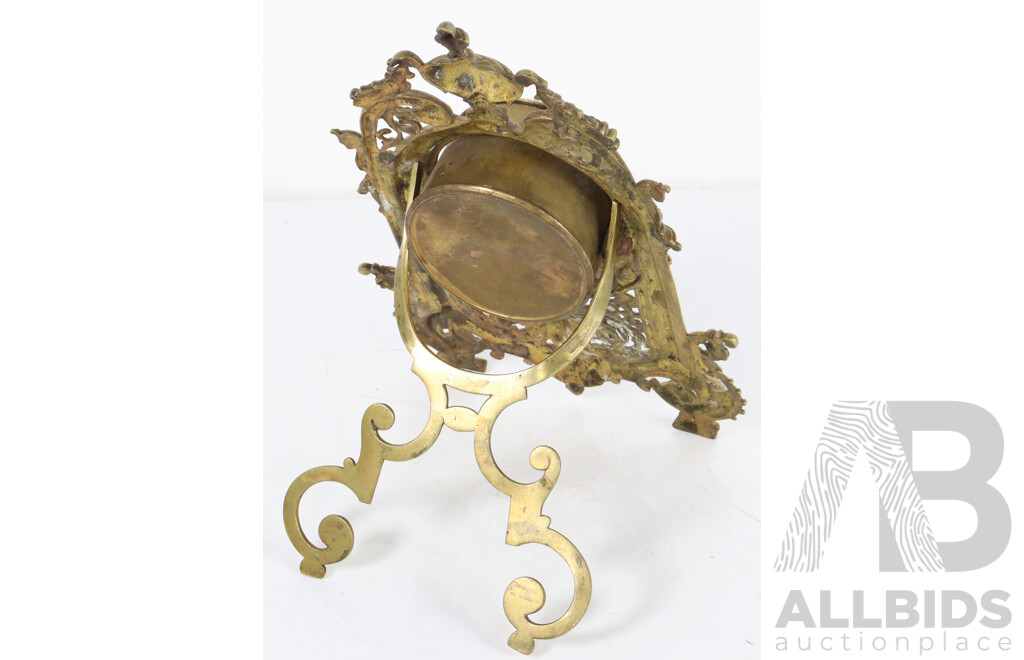 Italian Brass Mantle Clock with Enamel Dial