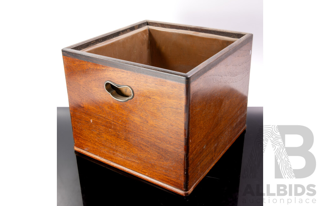 Vintage Japanese Square Form Copper Lined Hibachi