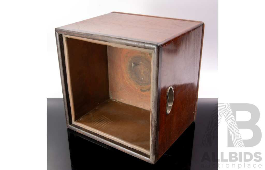 Vintage Japanese Square Form Copper Lined Hibachi