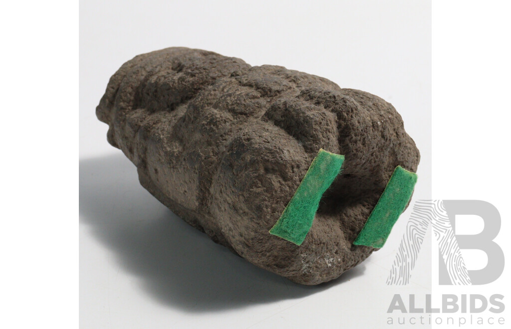 Two Souvenir Ware Meso American Figures Comprising Clay Figure Along with Volcanic Stone Carved Figure