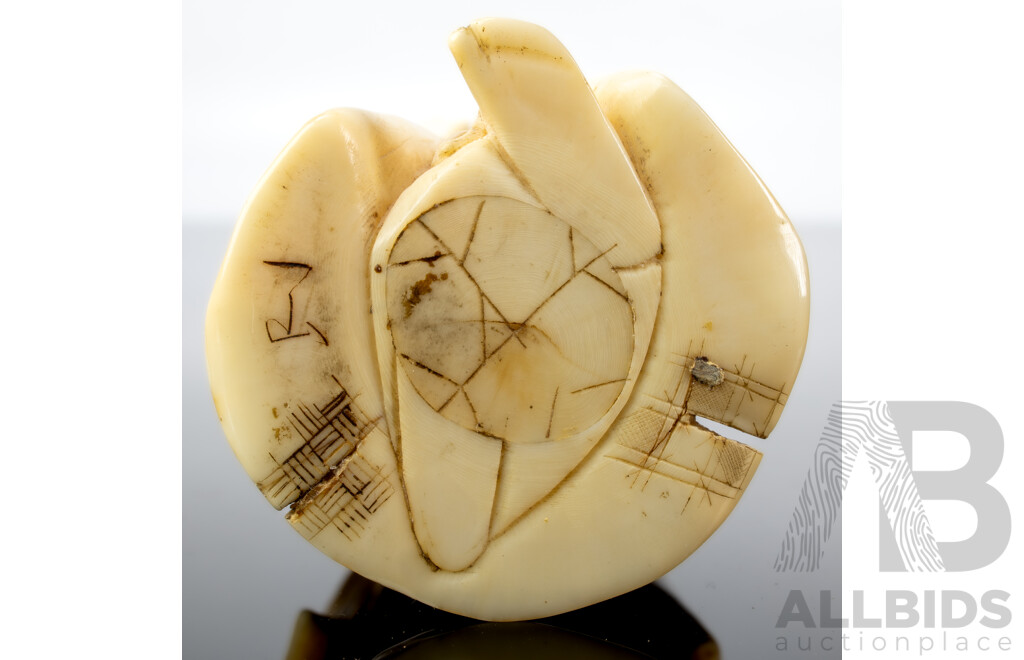 Antique Japanese Hand Carved Ivory Okimono of Female Form