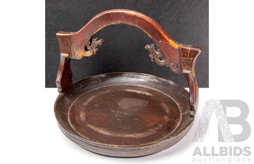 Chinese Timber Carryall with Elevated Ceramic Board and Game Pieces