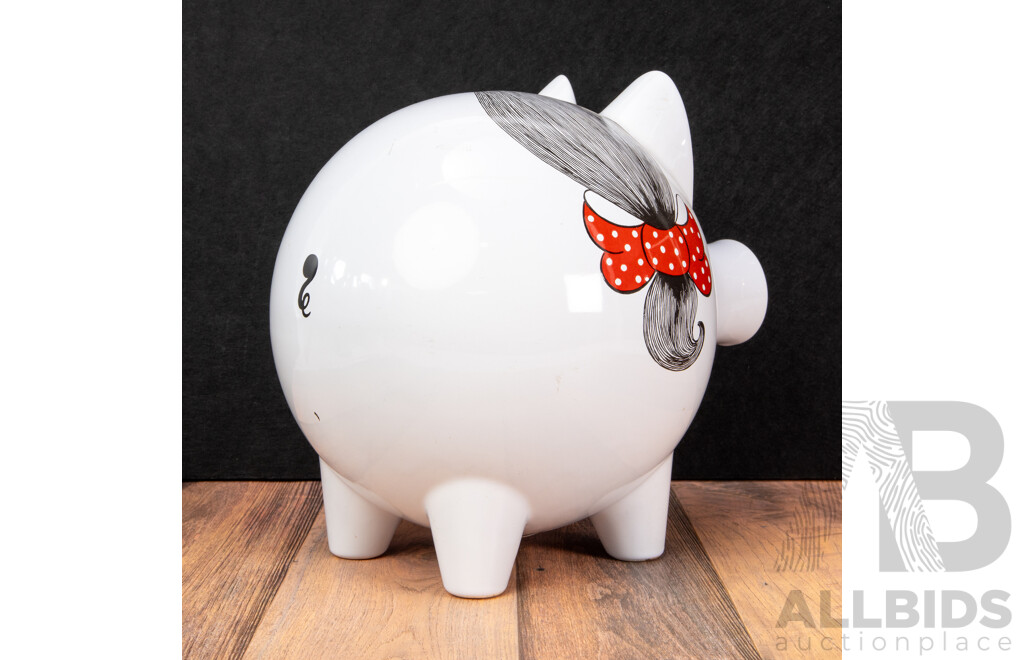 Glazed Ceramic Pucker Up Pig Form Moneybox by Waechtersbach, Germany