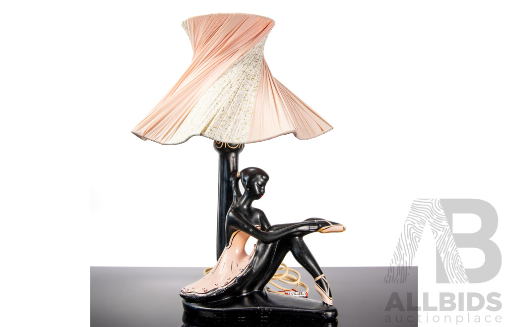 George Barsony Ceramic Ballerina Table Lamp