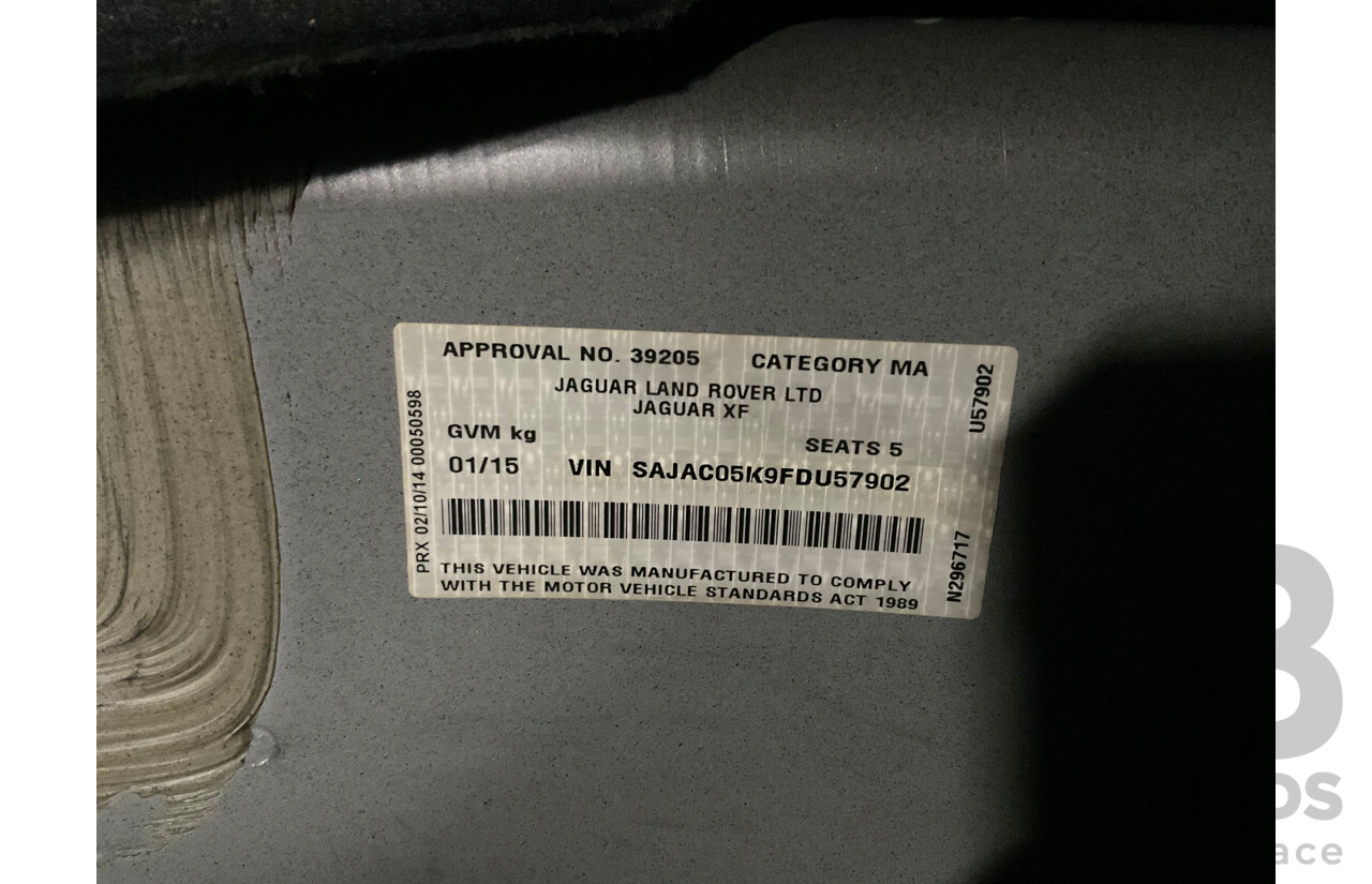 1/2015 Jaguar XF 2.2d Premium Luxury MY15 4d Sedan Stratus Grey Metallic Turbo Diesel 2.2L