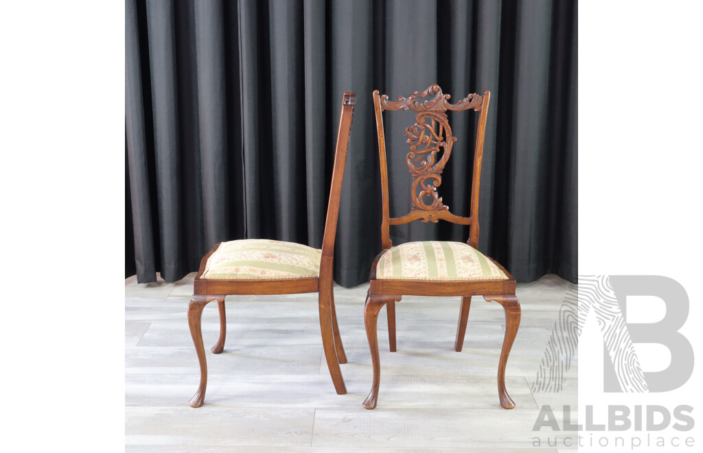 Set of Four Carved Edwardian Mahogany Dining Chairs