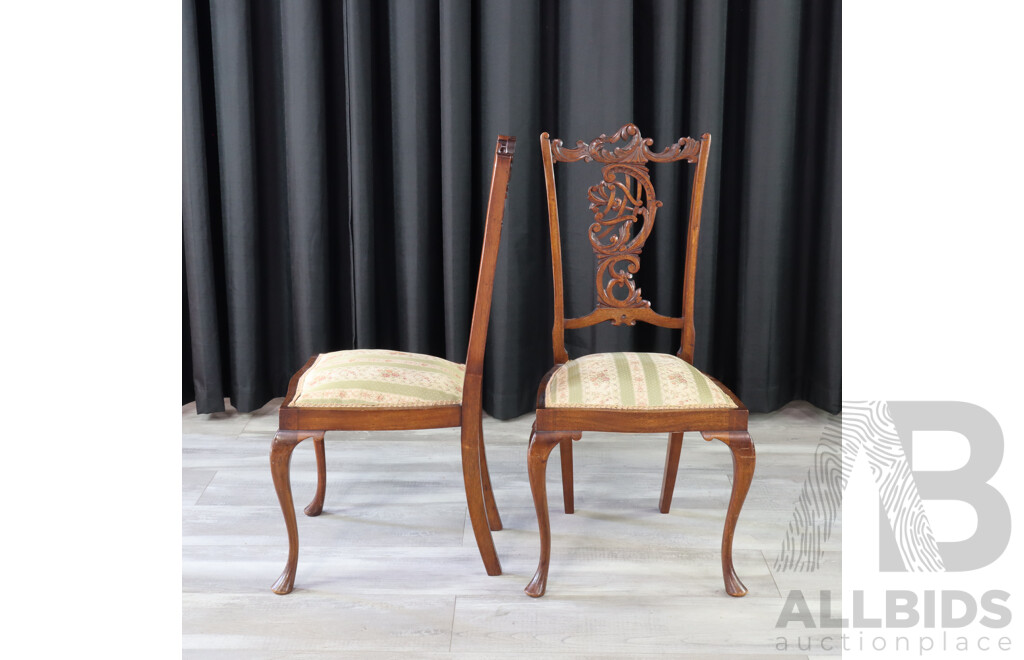 Set of Four Carved Edwardian Mahogany Dining Chairs
